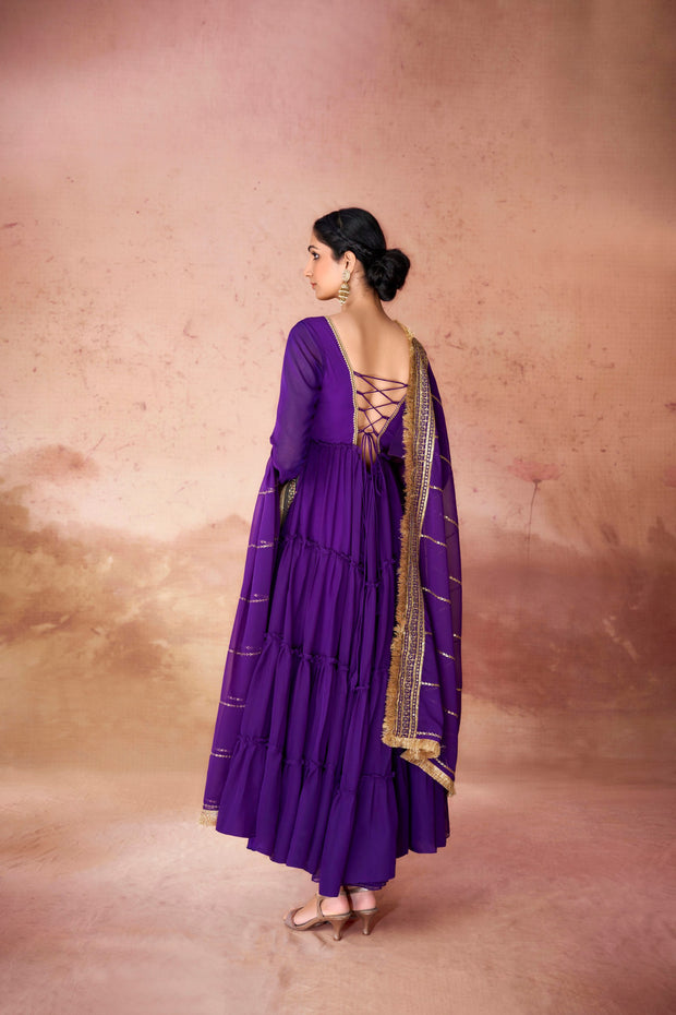 Steal the spotlight in this 16-meter flair ruffle gown
