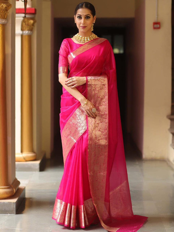 ORGANZA SAREE PINK