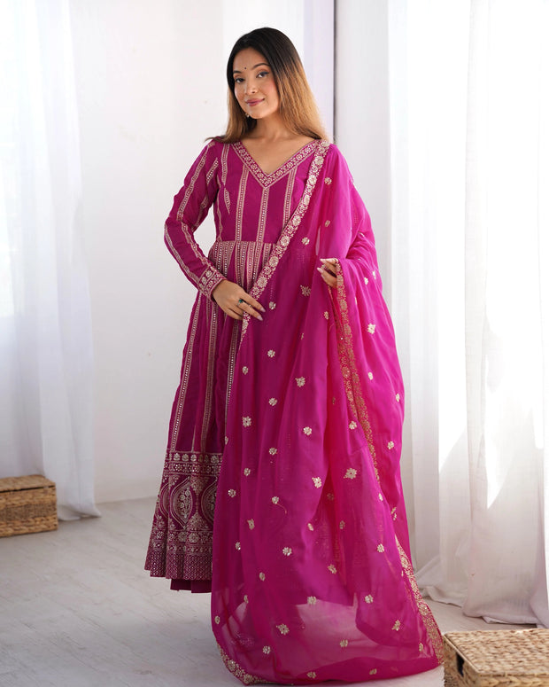 Wonderful Sequence Work Pink Color Gown