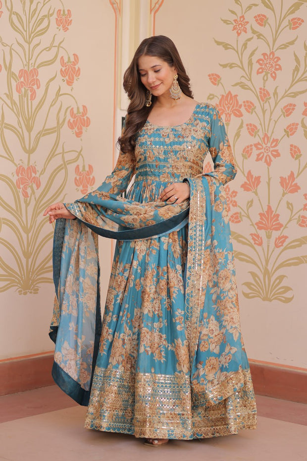 Designer Readymade Gown-Dupatta