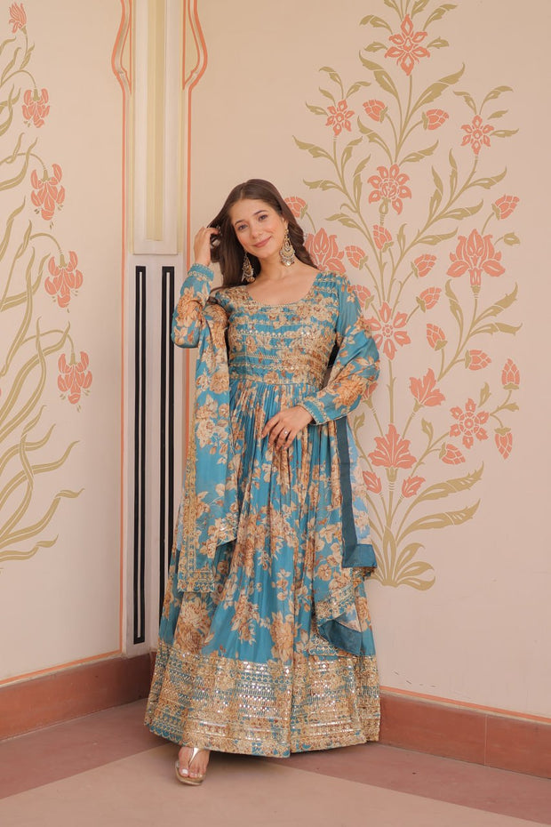 Designer Readymade Gown-Dupatta