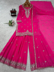 Delightful Heavy Work pink Color Sharara Suit