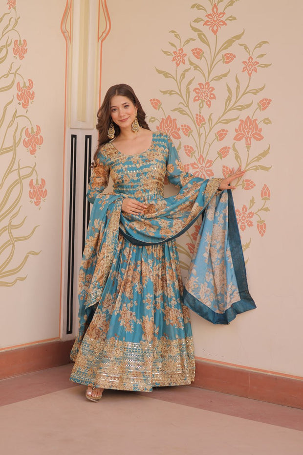 Designer Readymade Gown-Dupatta