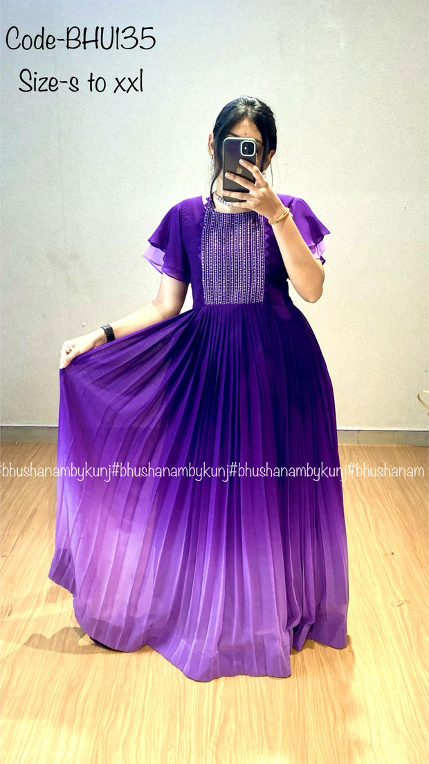 anarkali, with beautiful gota patti work and beautiful three color shades.