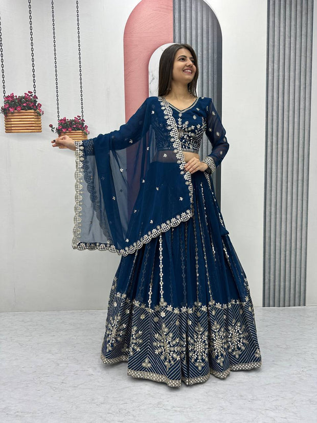 Launching Embroidered Lehenga Choli blue