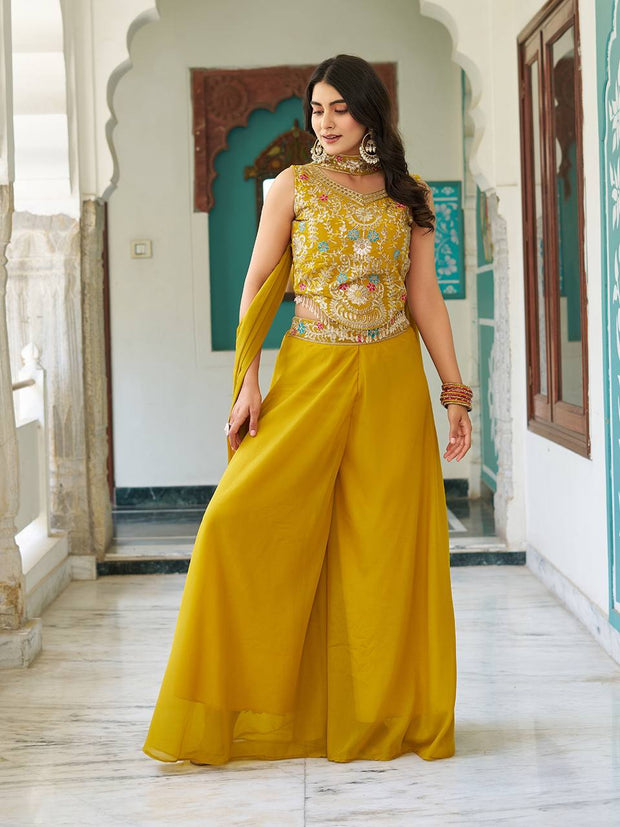 Designer blouse Plazzo & Dupatta pair