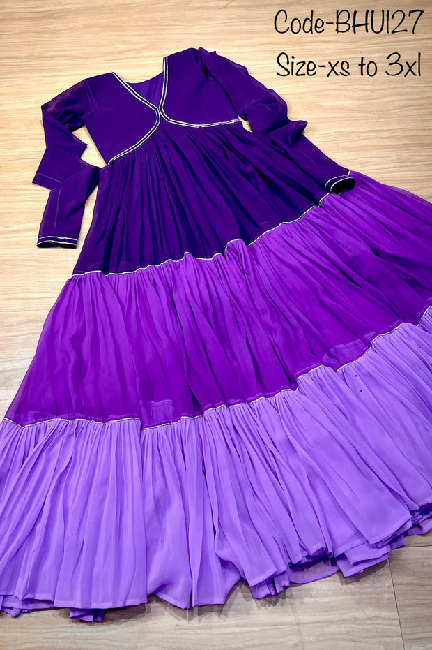 anarkali, with beautiful gota patti work and beautiful three color shades.