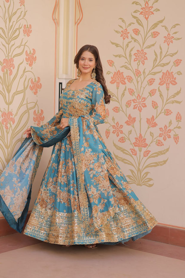 Designer Readymade Gown-Dupatta