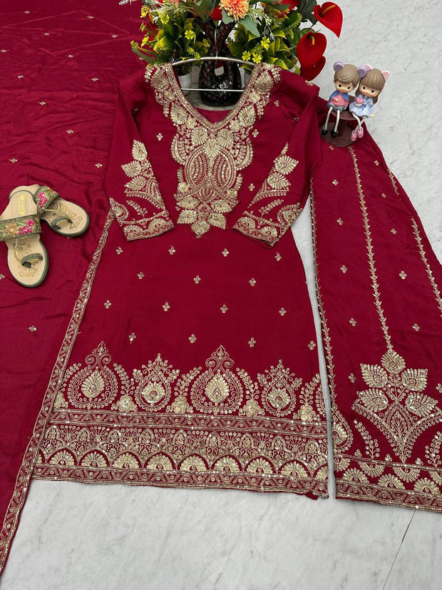 Designer Party Wear Top Plazzo & Dupatta Set👗*