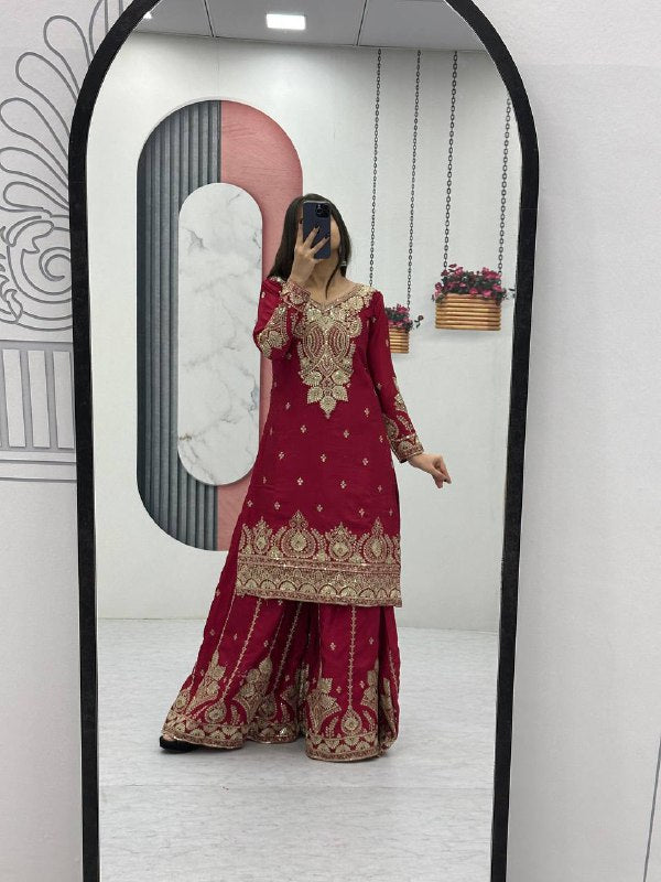 Designer Party Wear Top Plazzo & Dupatta Set👗*