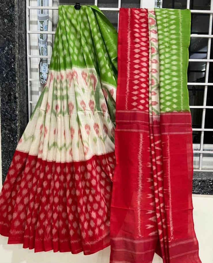 Plain Linen with digital print saree