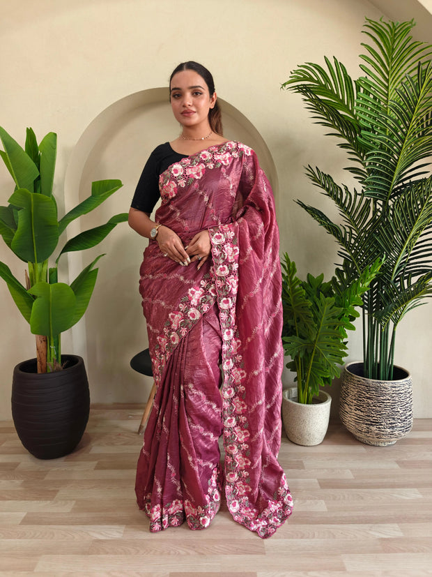 -48%   Delightful Crush Silk Pink Color Saree