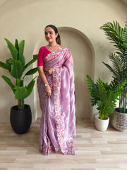 Delightful Crush Silk Lavender Color Saree
