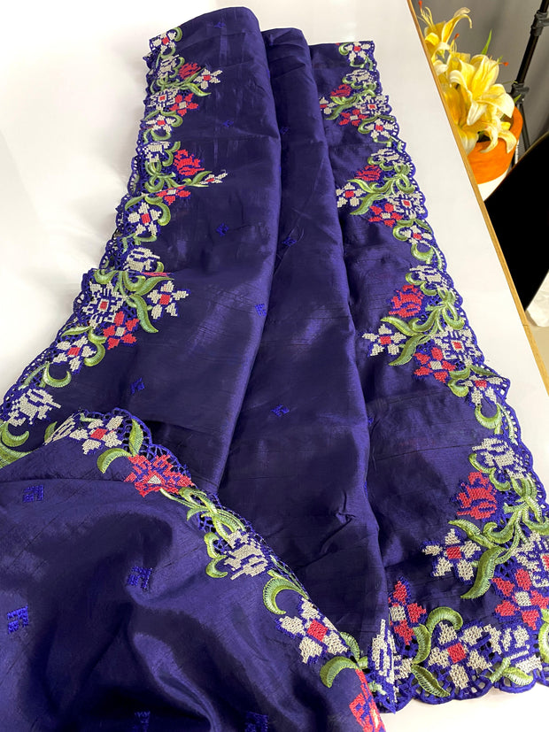 Wedding Wear Tussar Silk Blue Color Saree