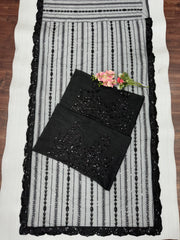 Adorable Mono Net Black Color Party Wear Saree