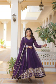 Outstanding Sequins Embroidered Multi-Sequins work Wine Color Gown