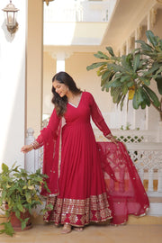 Outstanding Sequins Embroidered Multi-Sequins work Pink .Color Gown