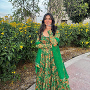Flattering Digital Printed Perrot Color Long Gown