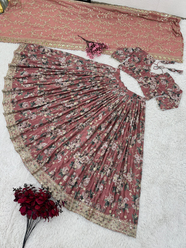 Wedding Collection Dusty Peach Color Lehenga Choli