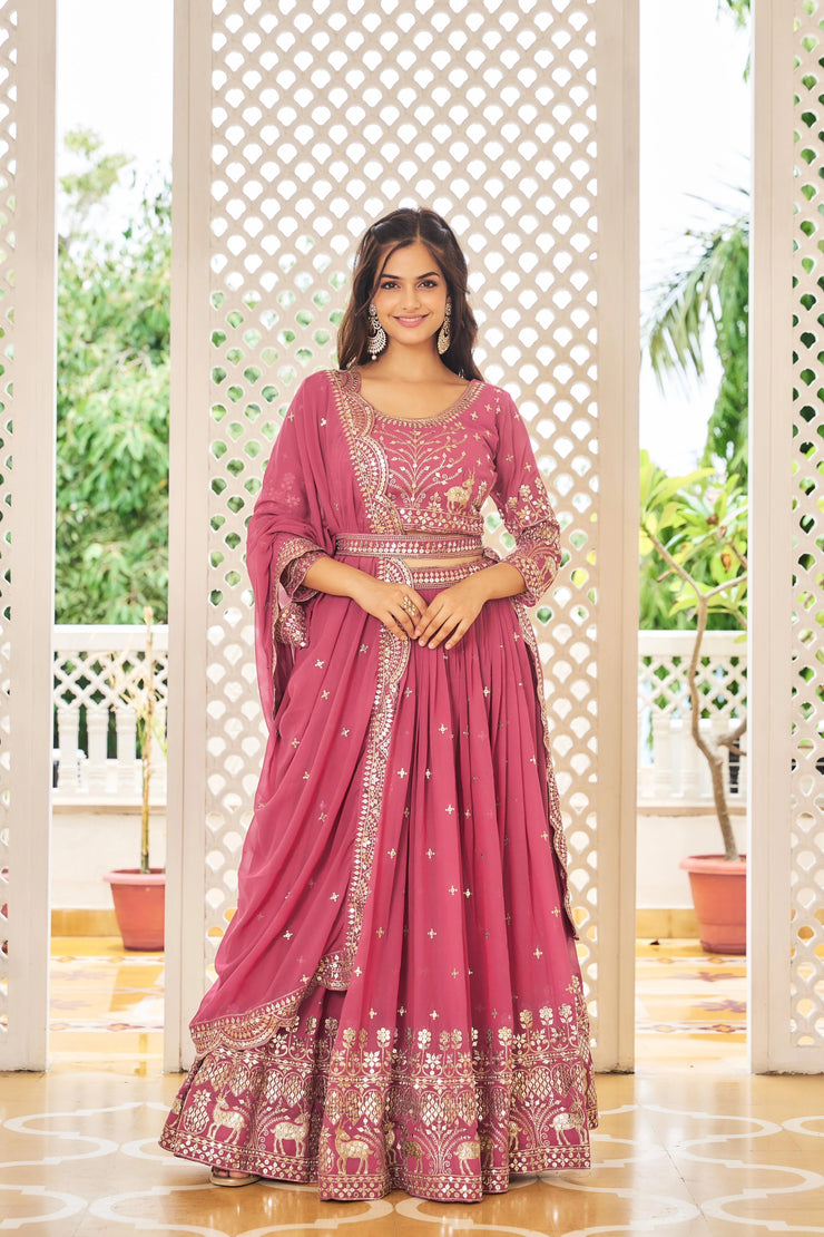 Wedding Wear Pink Color Sequence Work Lehenga Choli