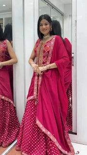 Pretty Red Chinon Embroidery Work Lehenga Choli