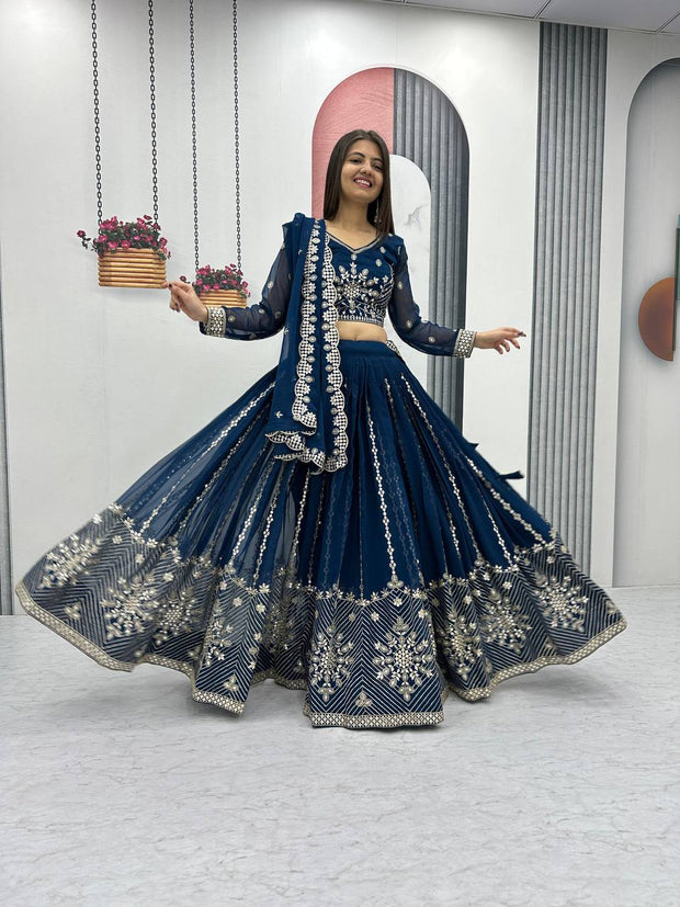 Launching Embroidered Lehenga Choli blue