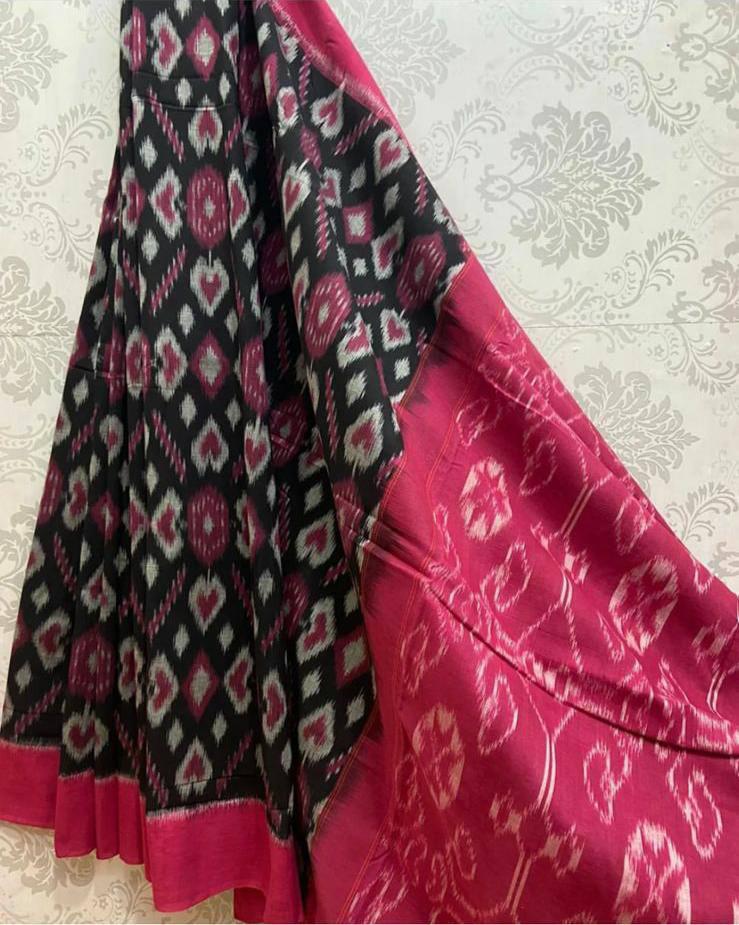 Plain Linen with digital print saree