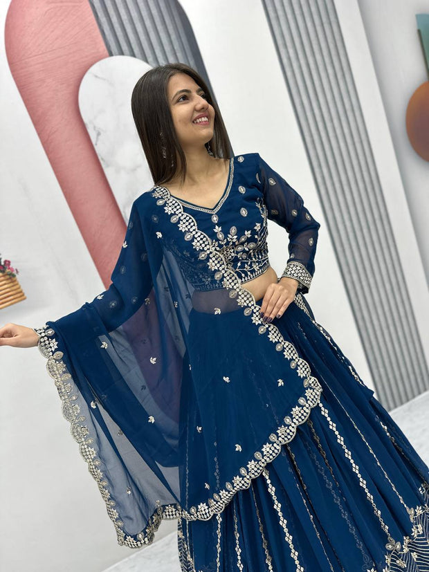 Launching Embroidered Lehenga Choli blue