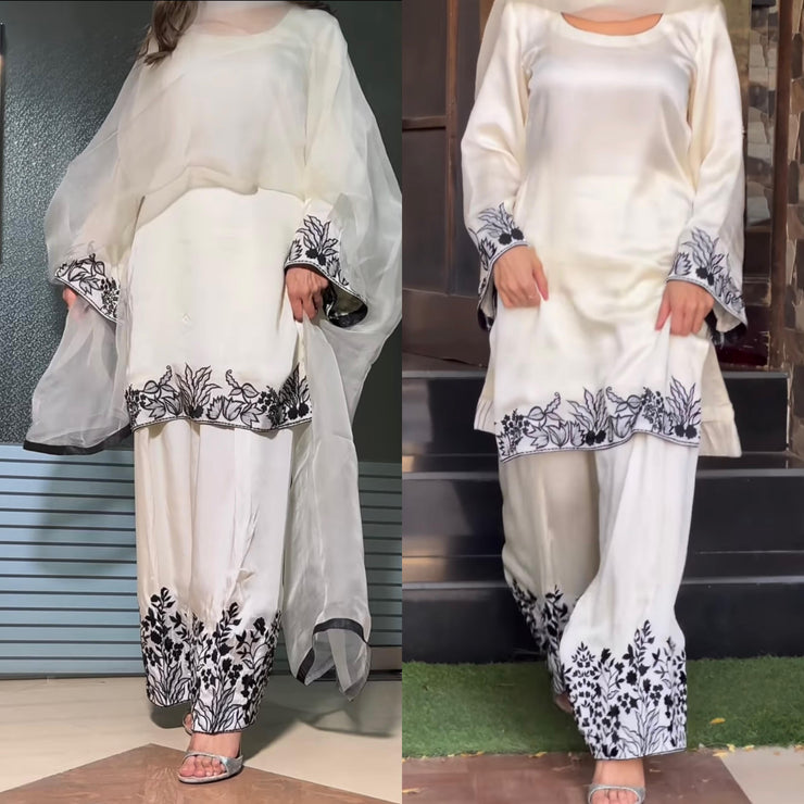 White Color Embroidery Work Salwar Suit