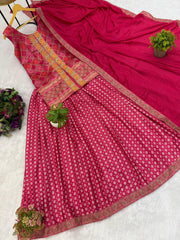 Pretty Red Chinon Embroidery Work Lehenga Choli