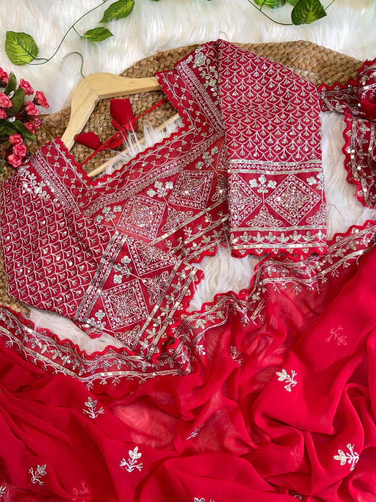 Pure soft fox georgette saree