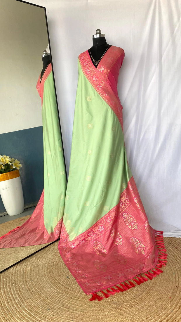 Shining Tone Silk Perrot Color Saree