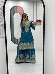 Designer Party Wear Top Plazzo & Dupatta Set