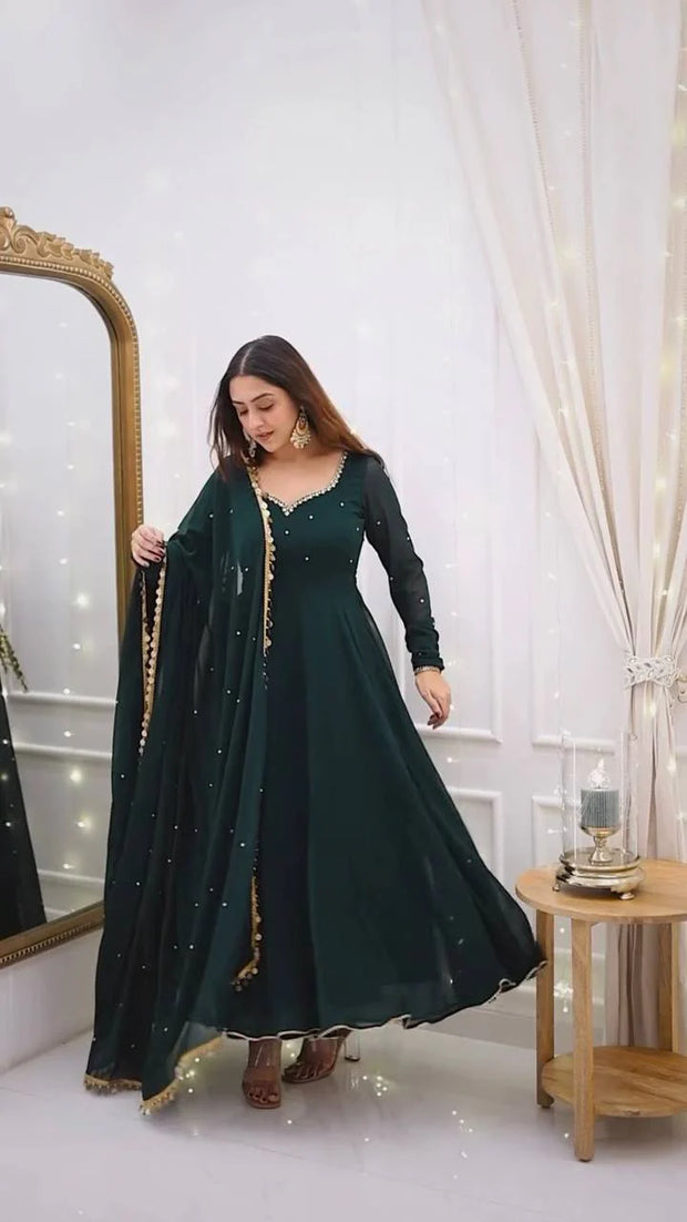 Precious Teal Green Color antalkali Gown