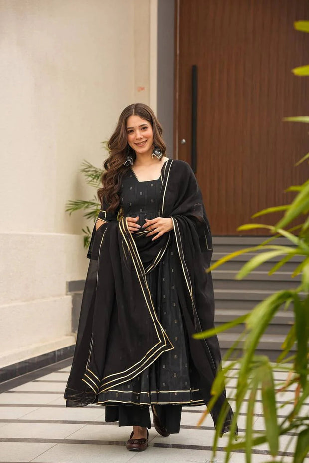 Preferable Digital Print Work Black Color Anarkali Suit