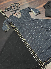 Preferable Digital Print Work Black Color Anarkali Suit