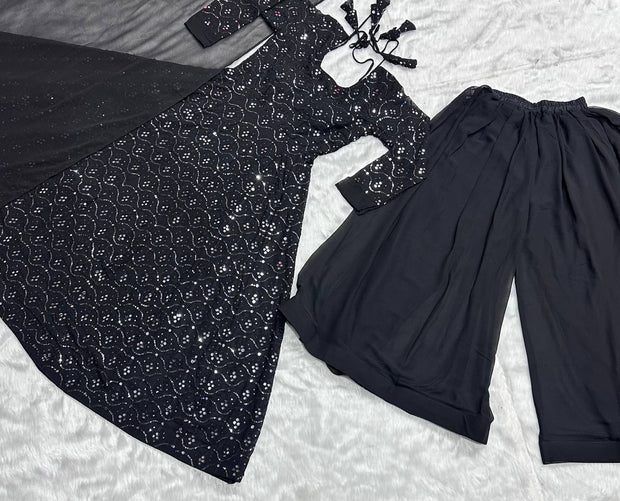 Mesmerizing Embroidered Work Black Color Anarkali Suit