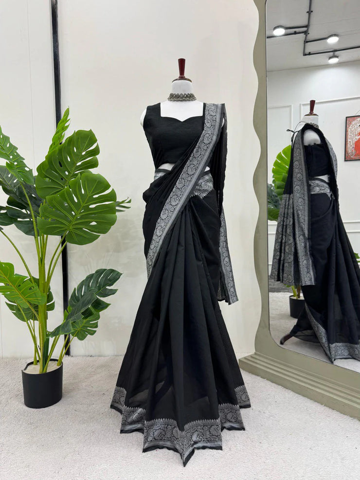 Wonderful Kota Silk Black Color Saree
