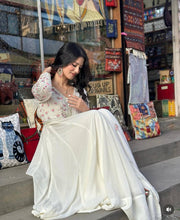Sequence Work White Color Gown With Palazzo