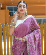 Captivating Silk Floral Design Pink Color Saree