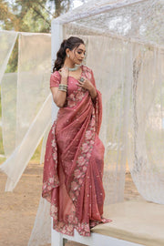 Imposing Crush Silk Peach Color Saree
