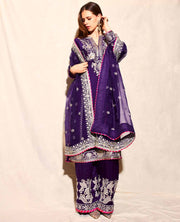 Decent Embroidery Coding Work Purple Color Palazzo Sui