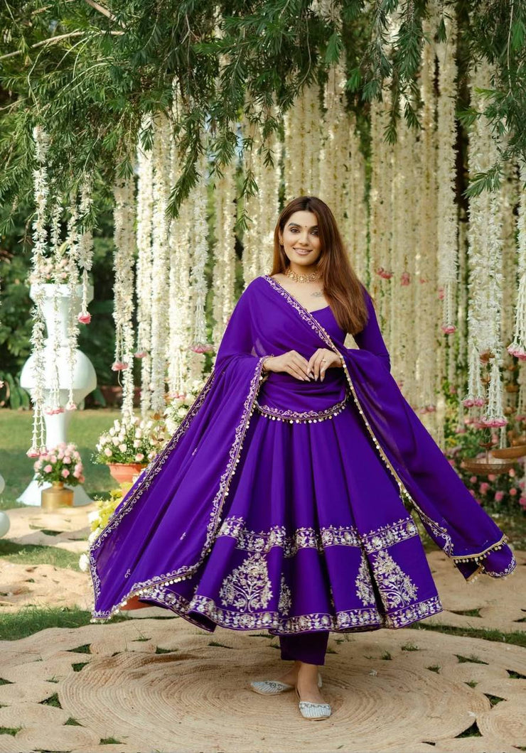 Purple Color Sequence Work Amazing Anarkali Gown
