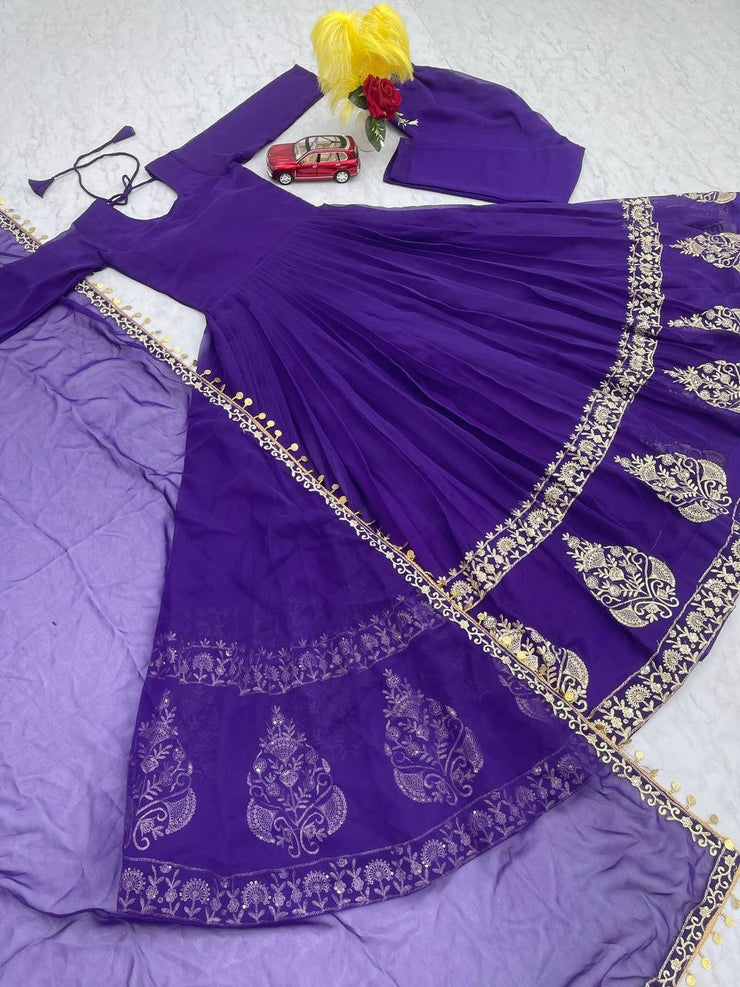 Purple Color Sequence Work Amazing Anarkali Gown