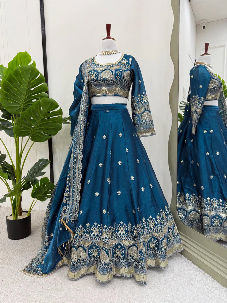 Wedding Wear Heavy Work Blue Color Lehenga Choli