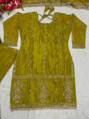 -50%   Occasion Wear Embroidery Work Mehendi Color Sharara Suit