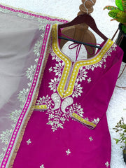 Awesome Sequence Work Pink Color Sharara Suit