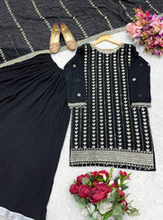 Captivating Sequence Work Black Color Sharara Suit