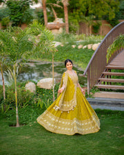 Bridal Wear Heavy Work Mustard Color Lehenga Choli