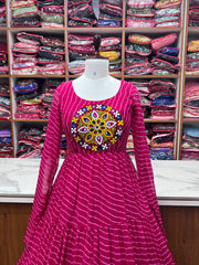Full Flair Rani Pink Color Garba Special Beautiful Gown